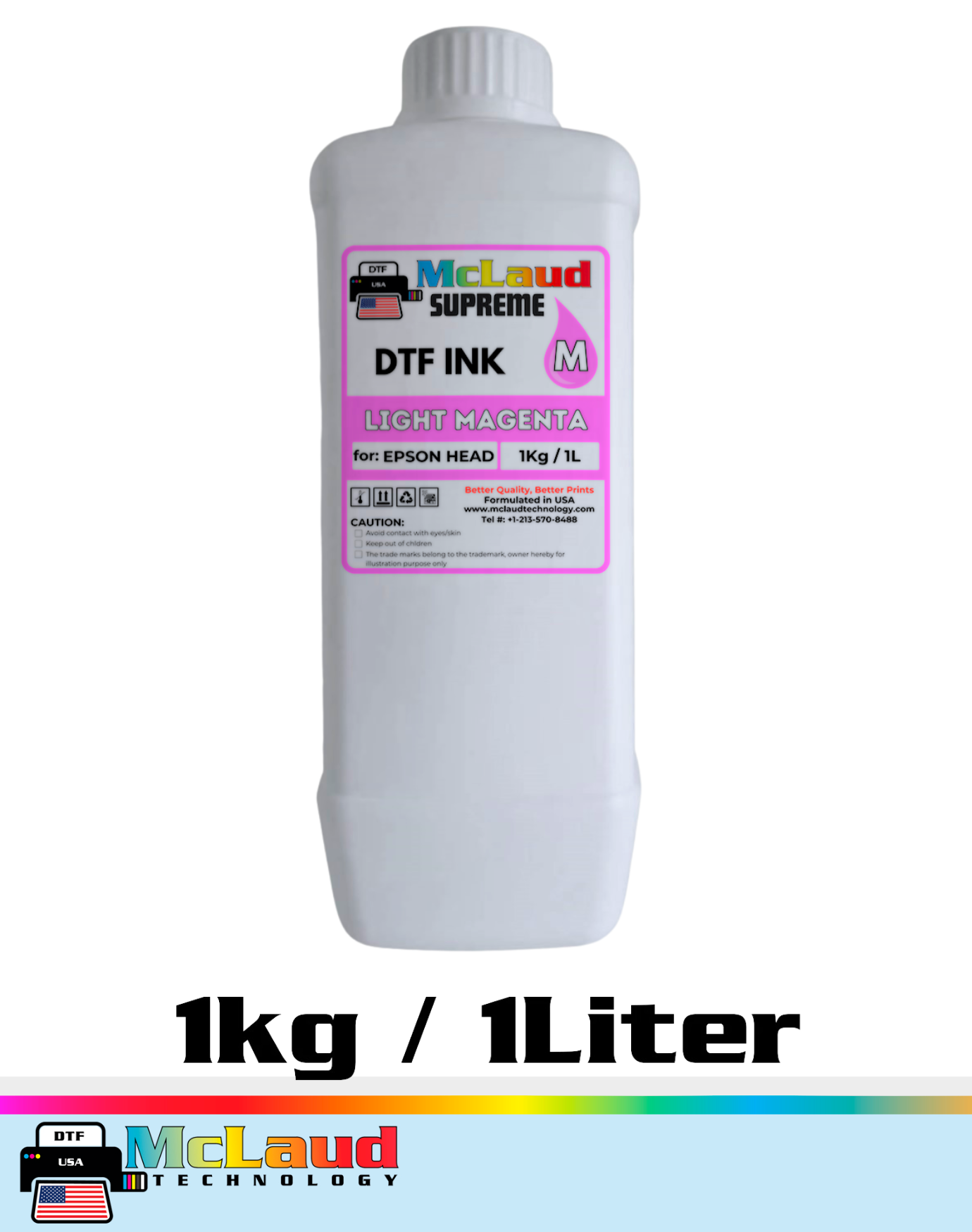 McLaud Supreme DTF Ink, New Formulation for NR-No Residue and LR-Low Residue Ink