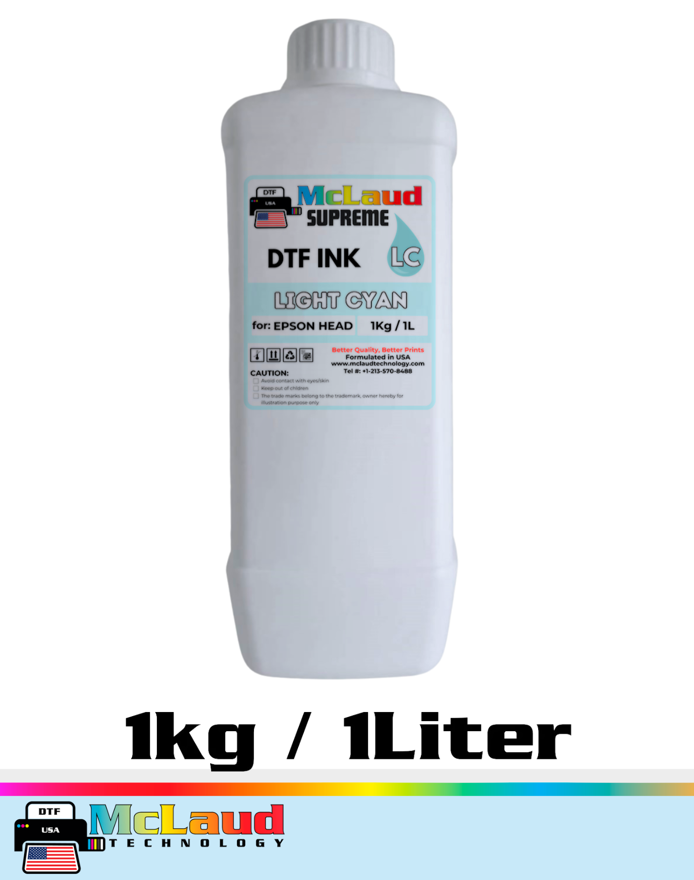 McLaud Supreme DTF Ink, New Formulation for NR-No Residue and LR-Low Residue Ink