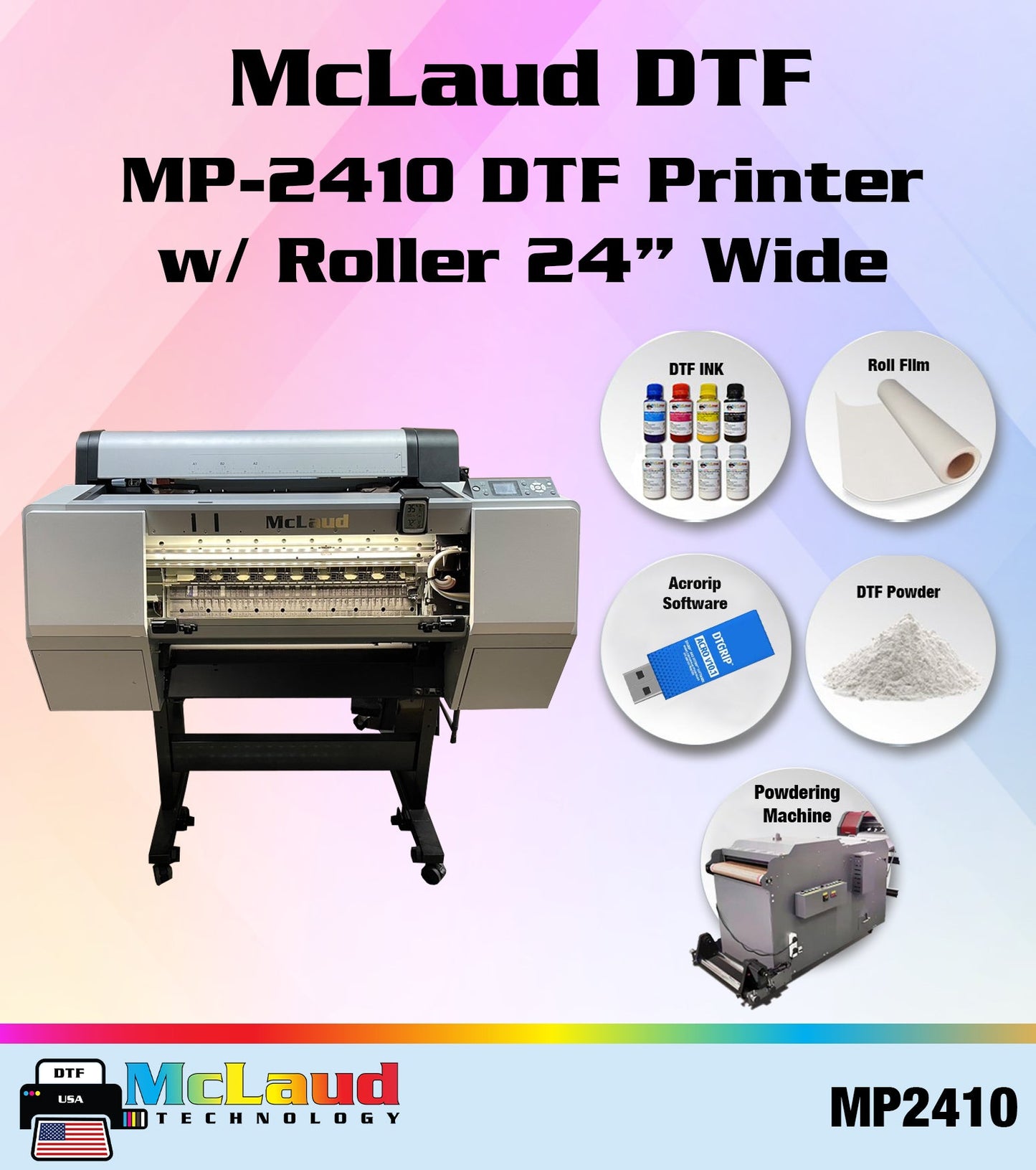 Naruhoshi DTF2410 DTF Printer , 24" Wide – Ready to Print Bundle Package, Free Shipping in USA, Free Installation