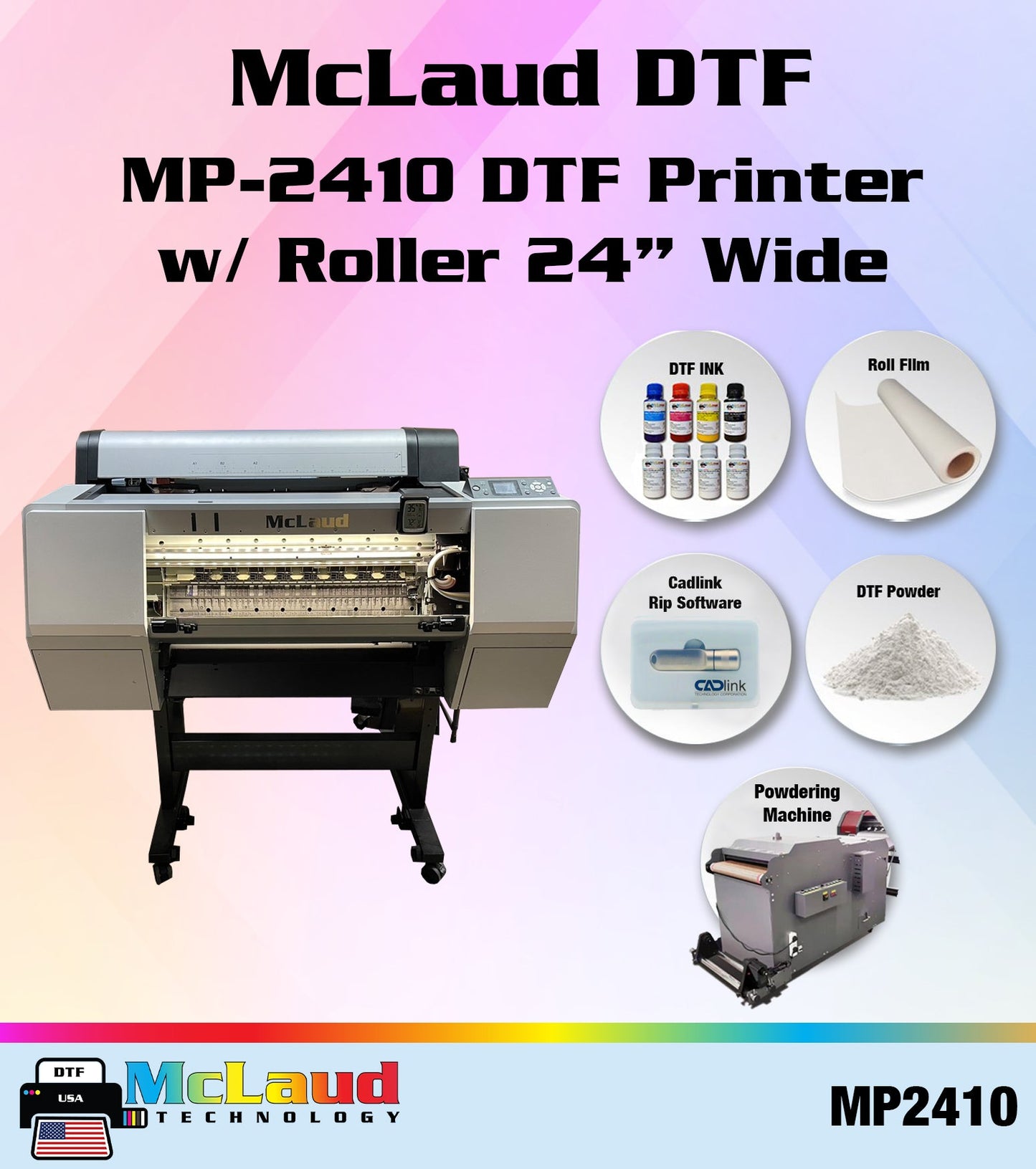 Naruhoshi DTF2410 DTF Printer , 24" Wide – Ready to Print Bundle Package, Free Shipping in USA, Free Installation